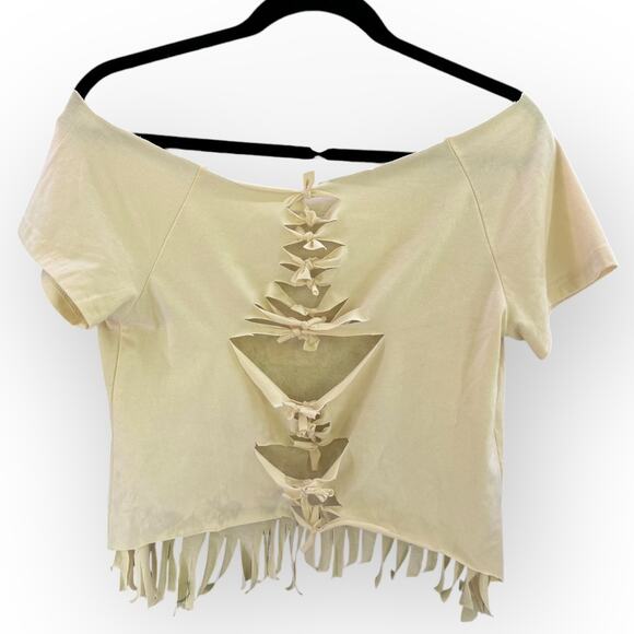 'Not My First Rodeo' 90s Crop Ripped Boho Festival Concert Tee | Sz M [81] - Picture 3 of 3